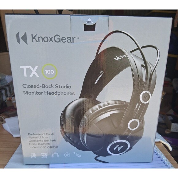 NEW! Knox Gear TX-100 Closed-Back Studio Monitor Headphones, Black - Picture 3 of 7